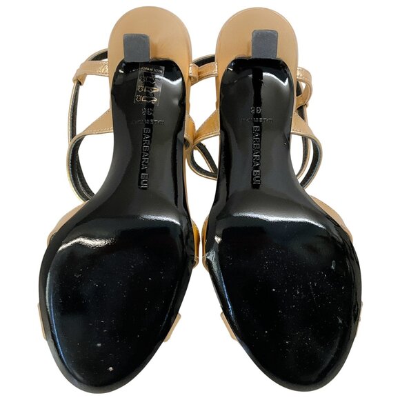 Barbara Bui Gold Strappy Criss Cross Sandals - Picture 8 of 9